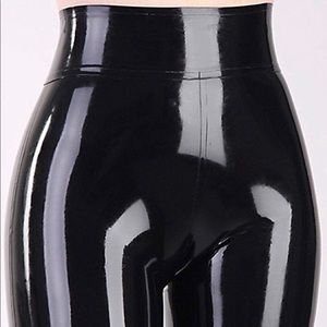 High Waist Latex Pants with Stirrups